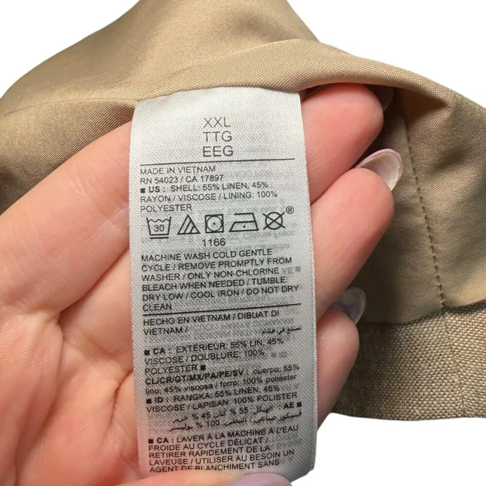 Old Navy Linen Blend Double Breasted Blazer XXL Tan Neutral